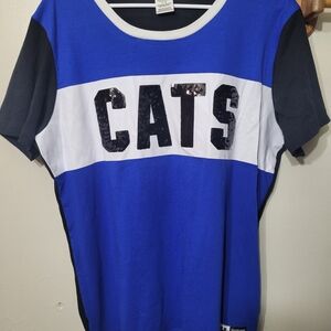PINK Victoria's Secret Blue and White Cat Tee